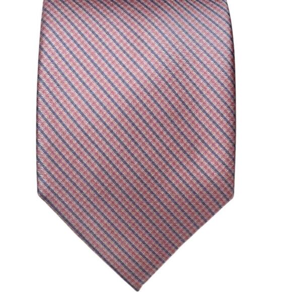 Tommy Hilfiger Tie Pink Blue Diagonal Stripes Business‎ Formal Preppy Classic - Picture 2 of 12